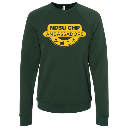 NDSUCHP302. BELLA + CANVAS Unisex Sponge Fleece Raglan Crewneck Sweatshirt