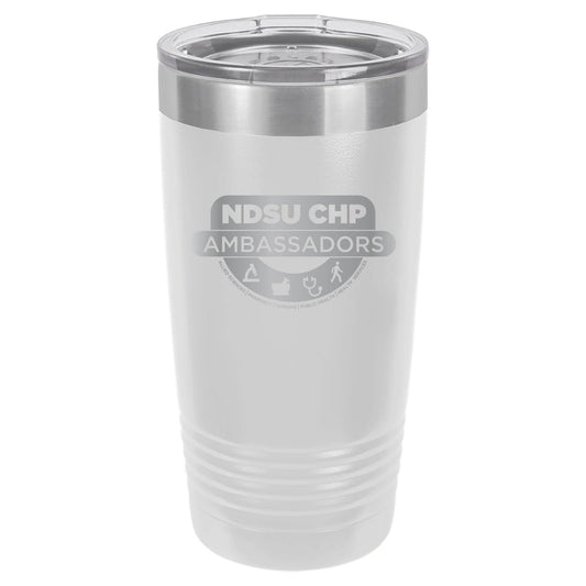 NDSUCHP500. Polar Camel 20 oz. White Ringneck Vacuum Insulated Tumbler w/Clear Lid