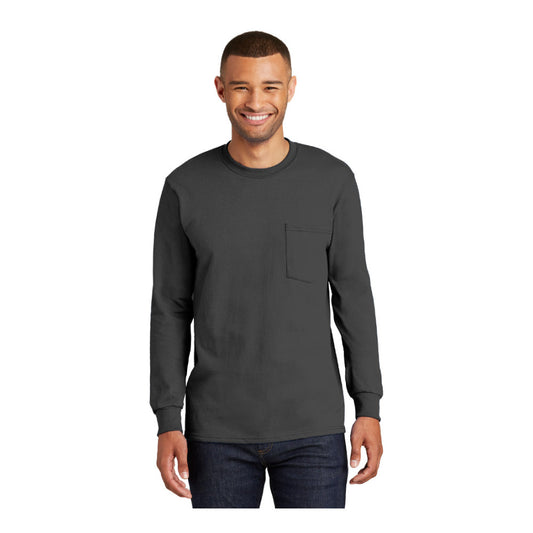 UNDFMS. Port & Company® Tall Long Sleeve Essential Pocket Tee