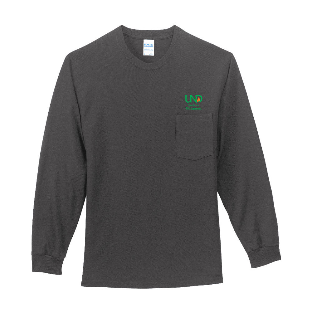 UNDFMS. Port & Company® Tall Long Sleeve Essential Pocket Tee