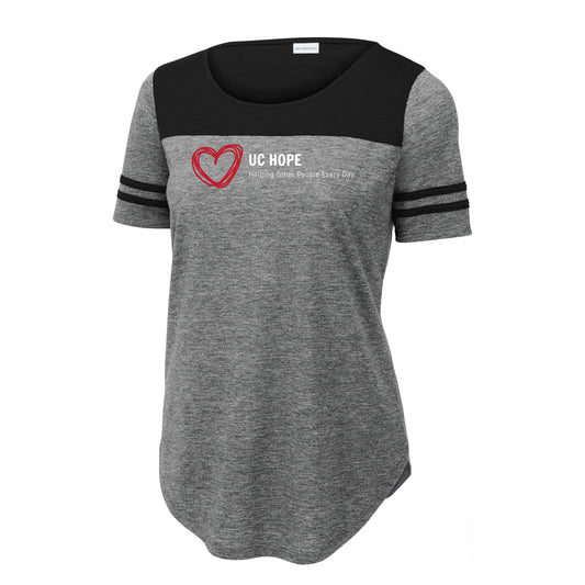 UCH202. Sport-Tek ® Ladies PosiCharge ® Tri-Blend Wicking Fan Tee